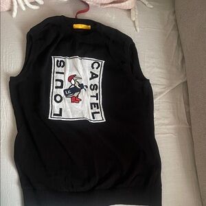 Louis Castel Knit Sleeveless Logo Sweater Vest - Black